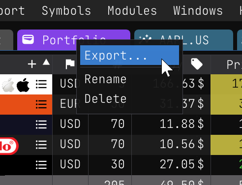 Export Report